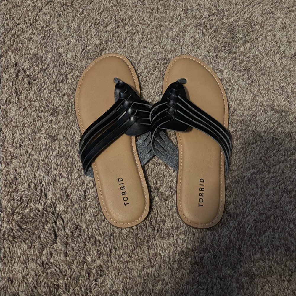 Black thong sandals from Torrid size 11.
